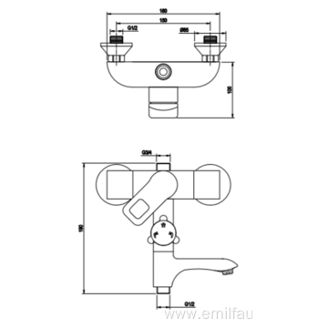 Waterfall shower tub faucet diverter hardware